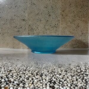 Vintage Northwood Blue Iridescent Stretch Glass Console Bowl Opalescent 10"